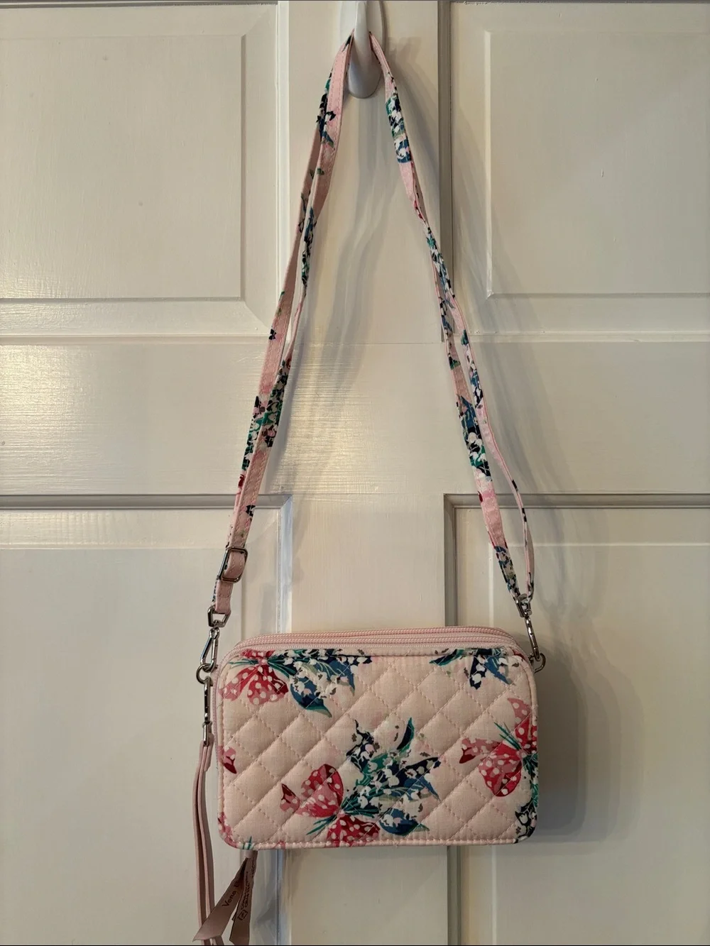 Vera Bradley All in One RFID Wallet Crossbody Wristlet Happiness Returns Pink